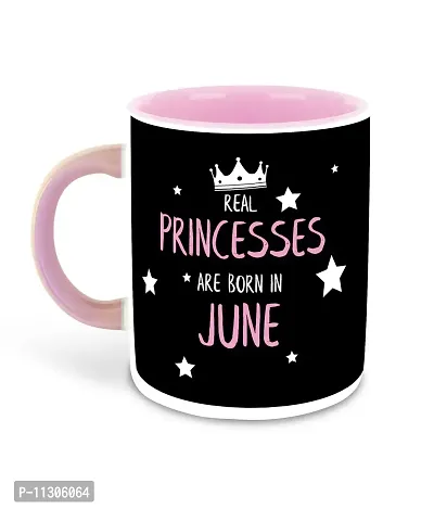 Whats Your Kick? (CSK) - Princess are Born in June Printed Pink Inner Colour Ceramic Coffee Mug | Drink | Milk Cup - Best Gift | Princess Happy Birthday (Multi 6)-thumb2