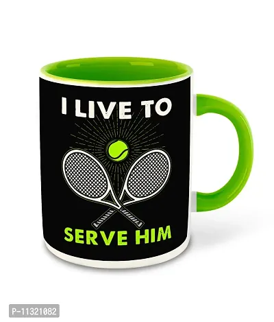 Whats Your Kick? (CSK) - Tennis Inspired Designer Printed Light Green Ceramic Coffee |Tea |Milk Mug (Gift | Game |Sports|Motivational Quotes |Hobby (Multi 13)-thumb0