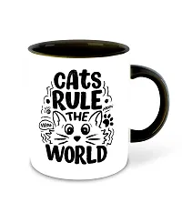 WHATS YOUR KICK (CSK - Cat Lover Inspiration Printed Black Ceramic Coffee Cup & Mug with Coaster - Cat Design | Gift for Cat Lover | Cat Gift | Best Gift - D19-thumb1