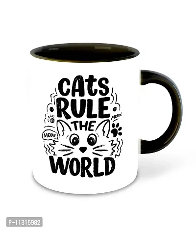 WHATS YOUR KICK (CSK - Cat Lover Inspiration Printed Black Ceramic Coffee Cup & Mug with Coaster - Cat Design | Gift for Cat Lover | Cat Gift | Best Gift - D19-thumb2