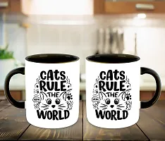 WHATS YOUR KICK (CSK - Cat Lover Inspiration Printed Black Ceramic Coffee Cup & Mug with Coaster - Cat Design | Gift for Cat Lover | Cat Gift | Best Gift - D19-thumb2