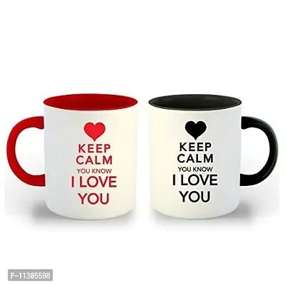 WHATS YOUR KICK (CSK|Love|Anniversary|Birthday|Couple|Valentine Red & Black Inner Colour Set of 2 Coffee Mug- Gift for Boyfriend, Gift for Girlfriend, Best Gift, Lover Gifts, (Design 18)