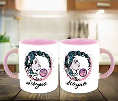 Whats Your Kick (CSK) - Zodiac Inspired Scorpio Printed Pink Inner Colour Ceramic Coffee Mug | Drink | Milk Cup - Best Gift | Zodiac, Scorpio, Horoscope (Multi 11)-thumb2