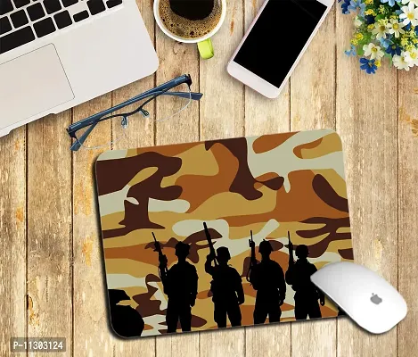 Whats Your Kick Army Theme/Army Design/Defence/Army Camouflage/Jai Hind Printed Mouse Pad/Designer Waterproof Coating Gaming Mouse Pad (Multi 1)-thumb2