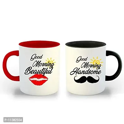 WHATS YOUR KICK (CSK|Love|Anniversary|Birthday|Couple|Valentine Red & Black Inner Colour Set of 2 Coffee Mug- Gift for Boyfriend, Gift for Girlfriend, Best Gift, Lover Gifts, (Design 1)-thumb0