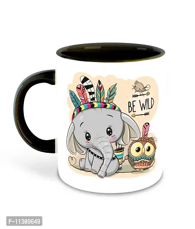 Whats Your Kick? (CSK) - Cute Animal Cartoon Inspiration Printed Black Ceramic Coffee Mug and Tea Mug - Birthday | Kids Gift | Best Gift | Hobby (Multi 8)