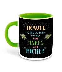 Whats Your Kick? (CSK) Travel Inspiration Printed Light Green Inner Colour Ceramic Coffee Mug- Best Travel Quotes, World, Best Gift | for Travel, Nature (Multi 3)-thumb1