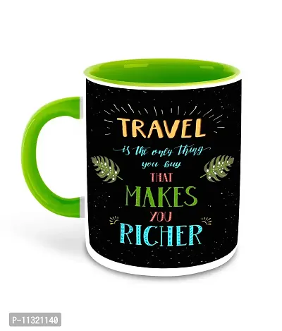 Whats Your Kick? (CSK) Travel Inspiration Printed Light Green Inner Colour Ceramic Coffee Mug- Best Travel Quotes, World, Best Gift | for Travel, Nature (Multi 3)-thumb2