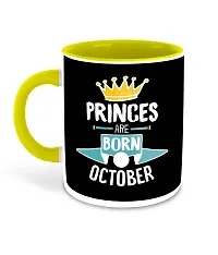 Whats Your Kick? (CSK) - Prince are Born in October Printed Yellow Inner Colour Ceramic Coffee Mug | Drink | Milk Cup - Best Gift | Prince Happy Birthday (Design 6)-thumb1