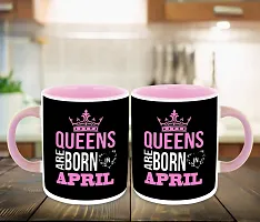 Whats Your Kick? (CSK) - Queens are Born in April Printed Pink Inner Colour Ceramic Coffee Mug | Drink | Milk Cup - Best Gift | Queens Happy Birthday (Multi 11)-thumb2