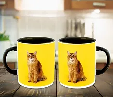 WHATS YOUR KICK (CSK - Cat Lover Inspiration Printed Black Ceramic Coffee Cup & Mug with Coaster - Cat Design | Gift for Cat Lover | Cat Gift | Best Gift - D3-thumb2