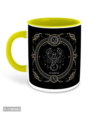 Whats Your Kick (CSK) - Zodiac Inspired Scorpio Printed Yellow Inner Colour Ceramic Coffee Mug | Drink | Milk Cup - Best Gift | Zodiac, Scorpio, Horoscope (Multi 12)-thumb2