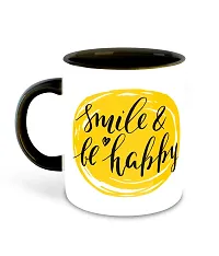 Whats Your Kick? (CSK) Smile Be Happy Inspiration Printed Black Inner Colour Ceramic Coffee Mug- Motivation Quotes, Be Happy, Best Gift | Smile, Happy (Multi 7)-thumb1