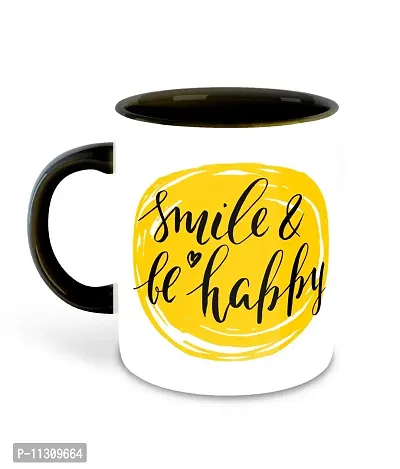 Whats Your Kick? (CSK) Smile Be Happy Inspiration Printed Black Inner Colour Ceramic Coffee Mug- Motivation Quotes, Be Happy, Best Gift | Smile, Happy (Multi 7)-thumb2