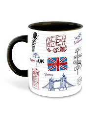 Whats Your Kick? (CSK) London Clipart Inspired Ceramic Black Inner Color Printed Ceramic Coffee Mug (London, Big Ben, London City) Design-14-thumb1