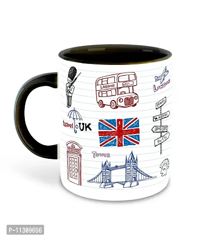 Whats Your Kick? (CSK) London Clipart Inspired Ceramic Black Inner Color Printed Ceramic Coffee Mug (London, Big Ben, London City) Design-14-thumb2