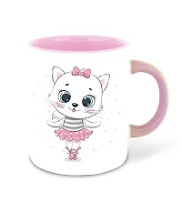 WHATS YOUR KICK (CSK - Cat Lover Inspiration Printed Pink Ceramic Coffee Cup & Mug with Coaster - Cat Design | Gift for Cat Lover | Cat Gift | Best Gift - D12-thumb1