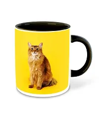 WHATS YOUR KICK (CSK - Cat Lover Inspiration Printed Black Ceramic Coffee Cup & Mug with Coaster - Cat Design | Gift for Cat Lover | Cat Gift | Best Gift - D3-thumb1