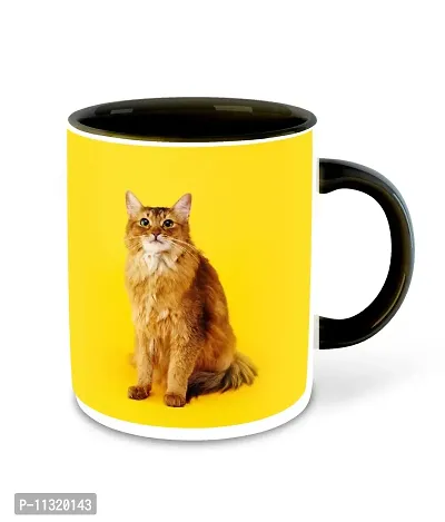 WHATS YOUR KICK (CSK - Cat Lover Inspiration Printed Black Ceramic Coffee Cup & Mug with Coaster - Cat Design | Gift for Cat Lover | Cat Gift | Best Gift - D3-thumb2