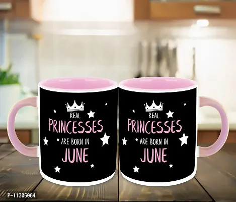 Whats Your Kick? (CSK) - Princess are Born in June Printed Pink Inner Colour Ceramic Coffee Mug | Drink | Milk Cup - Best Gift | Princess Happy Birthday (Multi 6)-thumb3