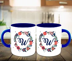 Whats Your Kick? (CSK) - Letter W Name Initial Alphabet Inspiration Printed Blue Inner Color Ceramic Coffee Mug and Tea Mug with Coaster- Birthday | Anniversary (Multi 23)-thumb2