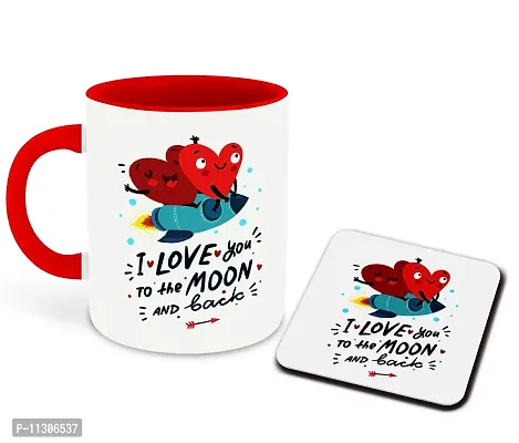 Whats Your Kick? (CSK) I Love You Inspiration Printed Red Inner Colour Ceramic Coffee & Tea Mug with Coaster- Best Love Gift, Couple, Best Gift | for boy Friend, Girl Friend, (Multi 6)-thumb0