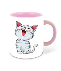 WHATS YOUR KICK (CSK - Cat Lover Inspiration Printed Pink Ceramic Coffee Cup & Mug - Cat Design | Gift for Cat Lover | Cat Gift | Best Gift - D1-thumb1