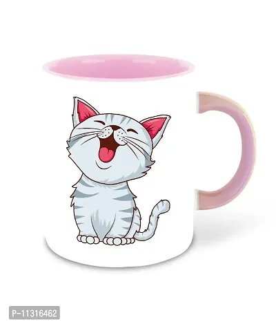 WHATS YOUR KICK (CSK - Cat Lover Inspiration Printed Pink Ceramic Coffee Cup & Mug - Cat Design | Gift for Cat Lover | Cat Gift | Best Gift - D1-thumb2