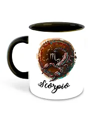 Whats Your Kick (CSK) - Zodiac Inspired Scorpio Printed Black Inner Colour Ceramic Coffee Mug with Coaster | Drink | Milk Cup - Best Gift | Zodiac, Scorpio, Horoscope (Multi 13)-thumb1