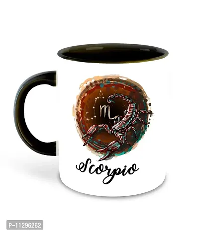 Whats Your Kick (CSK) - Zodiac Inspired Scorpio Printed Black Inner Colour Ceramic Coffee Mug with Coaster | Drink | Milk Cup - Best Gift | Zodiac, Scorpio, Horoscope (Multi 13)-thumb2