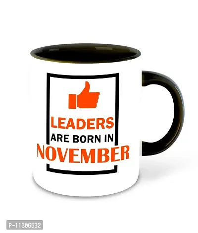 Whats Your Kick? (CSK) Leaders are Born in November Printed Black Inner Colour Ceramic Coffee Mug- (Born in November, Birthday, Best Gift) Design 12
