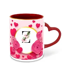 WHATS YOUR KICK (CSK - Z Name Alphabet Inspiration Printed Red Heart Handle Ceramic Coffee Cup & Mug - Floral Design | Gift for Girl Friend | Sister Gift | Best Gift - D26-thumb1