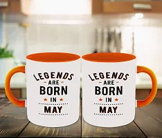 Whats Your Kick? (CSK) Legends are Born in May Inspiration Printed Orange Inner Colour Ceramic Coffee Mug and Tea Mug- Quotes, Born in May, Best Gift | Born in May, Months (Multi 8)-thumb2