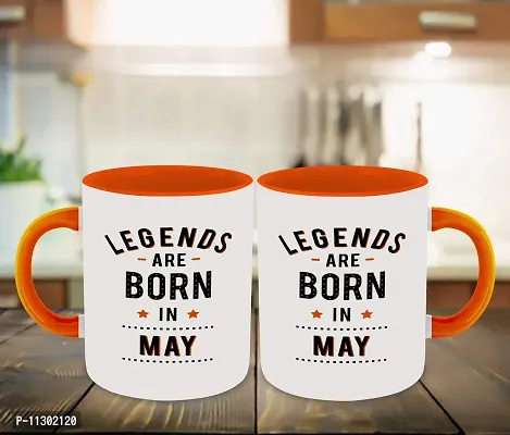 Whats Your Kick? (CSK) Legends are Born in May Inspiration Printed Orange Inner Colour Ceramic Coffee Mug and Tea Mug- Quotes, Born in May, Best Gift | Born in May, Months (Multi 8)-thumb3