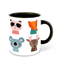 Whats Your Kick? (CSK) - Animal Cartoon Clipart Printed Black Inner Color Ceramic Coffee Mug with Coaster - Birthday | Anniversary | Best Gift | Cartoons - Design 10-thumb1