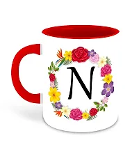Whats Your Kick? (CSK) - Letter N Name Initial Alphabet Inspiration Printed Red Inner Color Ceramic Coffee Mug and Tea Mug - Birthday | Anniversary (Multi 14)-thumb1
