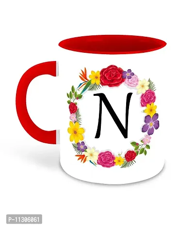 Whats Your Kick? (CSK) - Letter N Name Initial Alphabet Inspiration Printed Red Inner Color Ceramic Coffee Mug and Tea Mug - Birthday | Anniversary (Multi 14)-thumb2