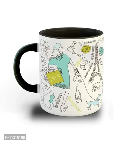 Whats Your Kick? CSK Travel Love Pattern on Black Inner Color Ceramic Coffee Mug Multi 15-thumb0