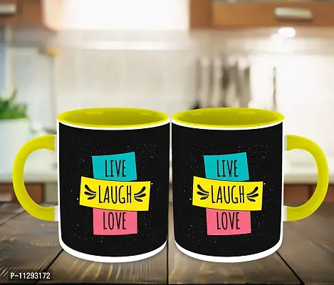 Whats Your Kick (CSK) - Live Love Laugh Inspired Designer Printed Yellow Ceramic Coffee |Tea |Milk Mug with Desky (Gift | Love |Laugh|Motivational Quotes |Hobby (Multi 1)-thumb3