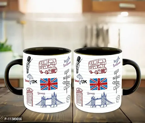 Whats Your Kick? (CSK) London Clipart Inspired Ceramic Black Inner Color Printed Ceramic Coffee Mug (London, Big Ben, London City) Design-14-thumb3