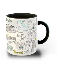 Whats Your Kick? CSK Travel Love Pattern on Black Inner Color Ceramic Coffee Mug Multi 15-thumb1