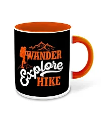 Whats Your Kick? (CSK) Hiking Inspired Printed Designer Orange Inner Color Ceramic Coffee & Tea Mug with Coster (Hiking, Mountain, Gift for Traveller, Birthday Gift, Best Gift) Design- 10-thumb1