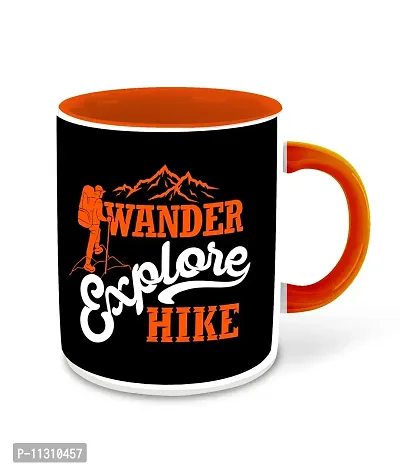 Whats Your Kick? (CSK) Hiking Inspired Printed Designer Orange Inner Color Ceramic Coffee & Tea Mug with Coster (Hiking, Mountain, Gift for Traveller, Birthday Gift, Best Gift) Design- 10-thumb2