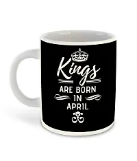Whats Your Kick? (CSK) - Kings are Born in April Printed White Inner Colour Ceramic Coffee Mug with Coaster | Drink | Milk Cup - Best Gift | Kings Happy Birthday (Multi 10)-thumb1