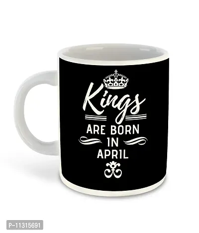 Whats Your Kick? (CSK) - Kings are Born in April Printed White Inner Colour Ceramic Coffee Mug with Coaster | Drink | Milk Cup - Best Gift | Kings Happy Birthday (Multi 10)-thumb2