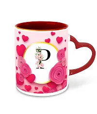 WHATS YOUR KICK (CSK - P Name Alphabet Inspiration Printed Red Heart Handle Ceramic Coffee Cup & Mug - Floral Design | Gift for Girl Friend | Sister Gift | Best Gift - D16-thumb1