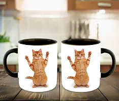 WHATS YOUR KICK (CSK - Cat Lover Inspiration Printed Black Ceramic Coffee Cup & Mug - Cat Design | Gift for Cat Lover | Cat Gift | Best Gift - D4-thumb2