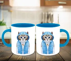 WHATS YOUR KICK (CSK - Cat Lover Inspiration Printed Light Blue Ceramic Coffee Cup & Mug - Cat Design | Gift for Cat Lover | Cat Gift | Best Gift - D18-thumb2