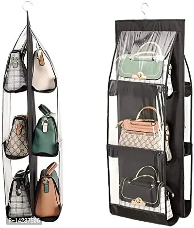 Amazon.com: ZOBER Purse Organizer For Closet - Over The Door Purse Organizer  W/ 6 Pockets for Easy Purse Storage - Durable Metal Hooks - Purse Rack  W/Clear Pockets - White (2 Pack) : Home & Kitchen