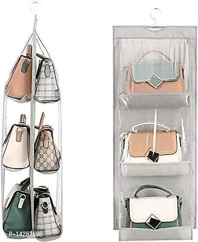 Friza Handbag Hanging Organizer Foldable 8 Pocket Purse Storage Hanger  Space Saving Closet for Wardrobe, Clutches, Handbag (Black) : Amazon.in:  Home & Kitchen